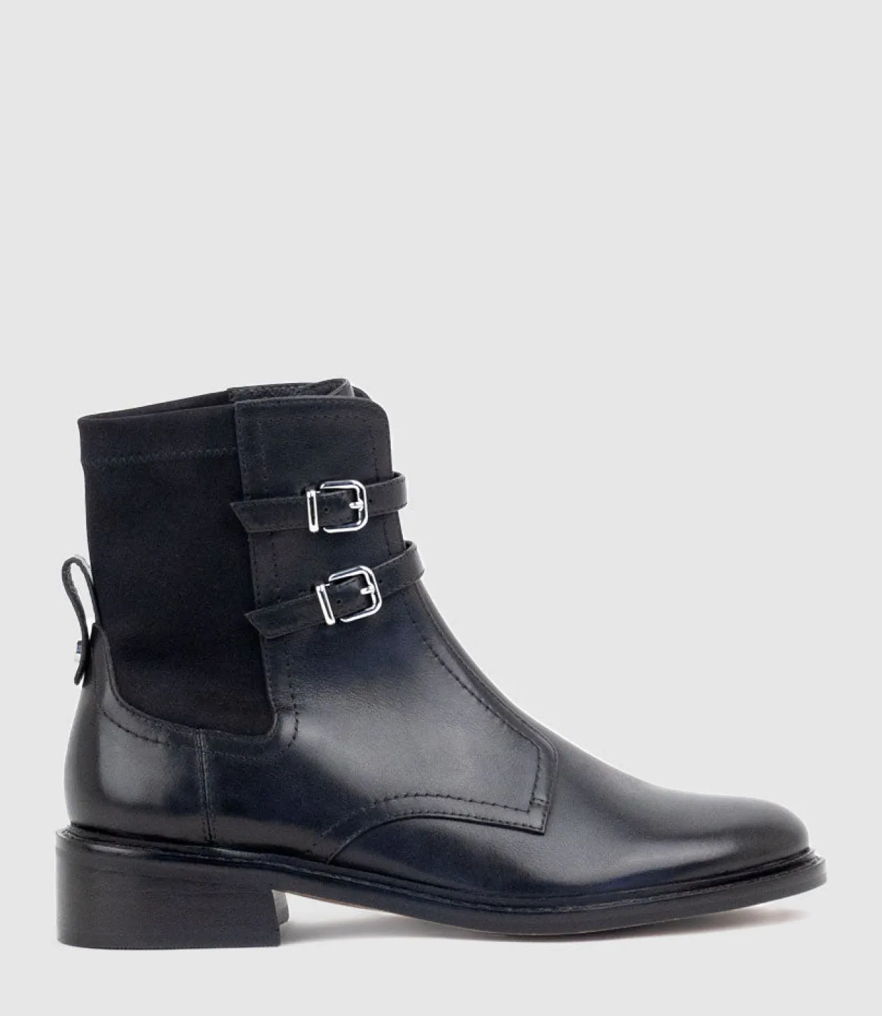Willis30 Two Buckle Ankle Boot In Black Waxy Calf