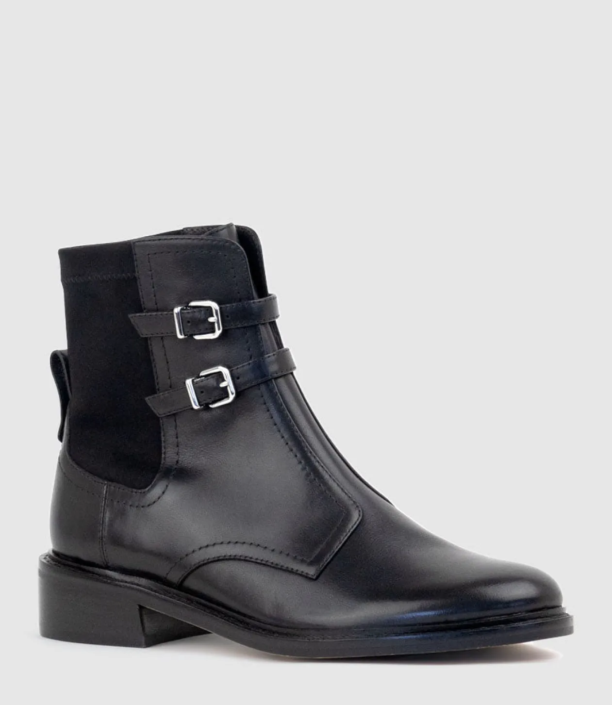 Willis30 Two Buckle Ankle Boot In Black Waxy Calf
