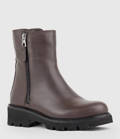 Wilma Double Zip Ankle Boot In Brown