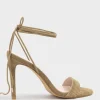 Wisteria100 Ankle Tie Sandal In Camel Suede