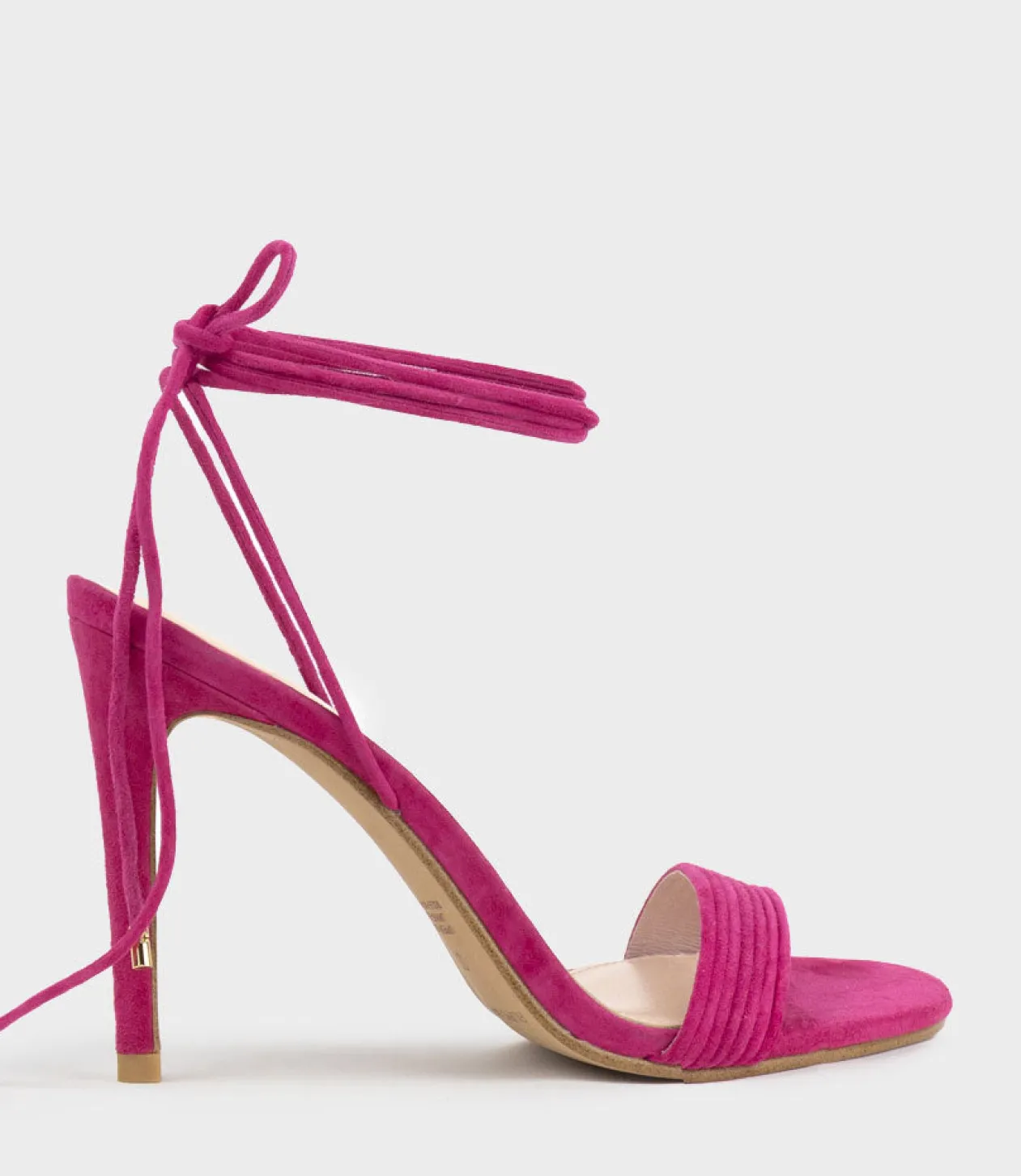 Wisteria100 Ankle Tie Sandal In Hot Pink Suede