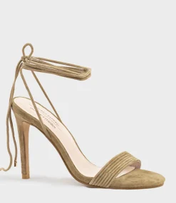 Wisteria100 Ankle Tie Sandal In Camel Suede