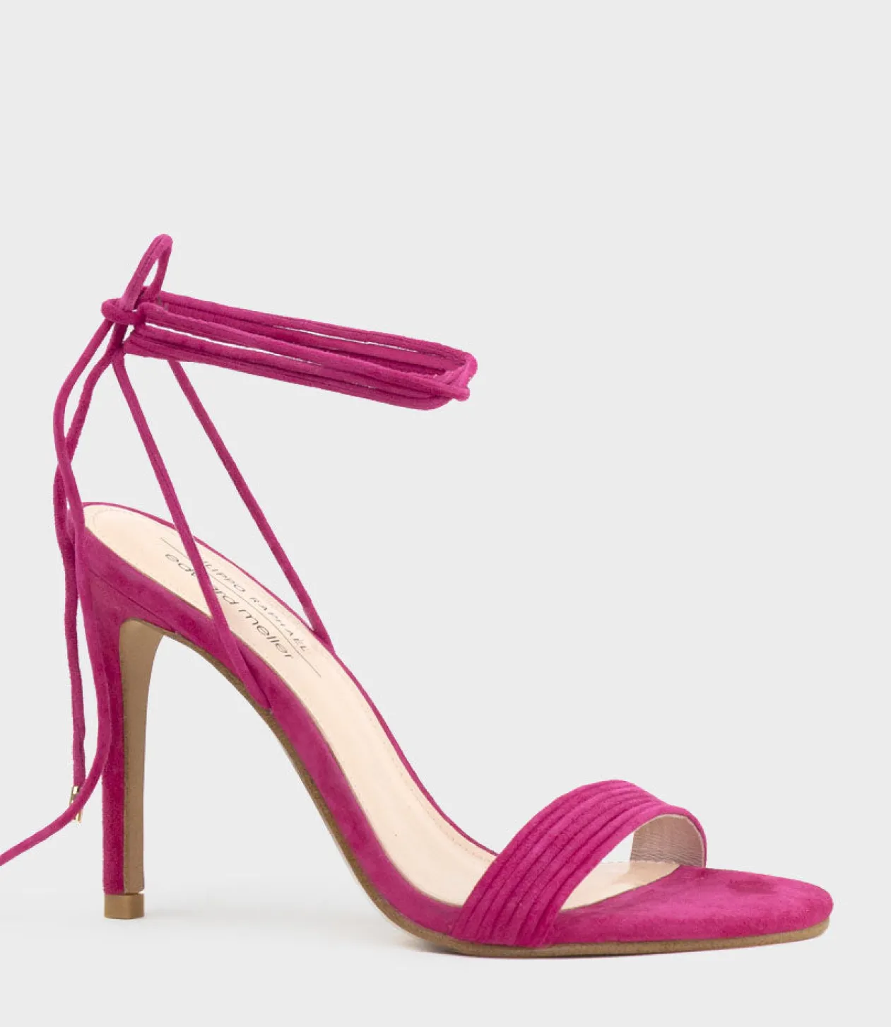 Wisteria100 Ankle Tie Sandal In Hot Pink Suede