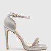 Wistful110 Diamond Band Platform Sandal In Silver Satin