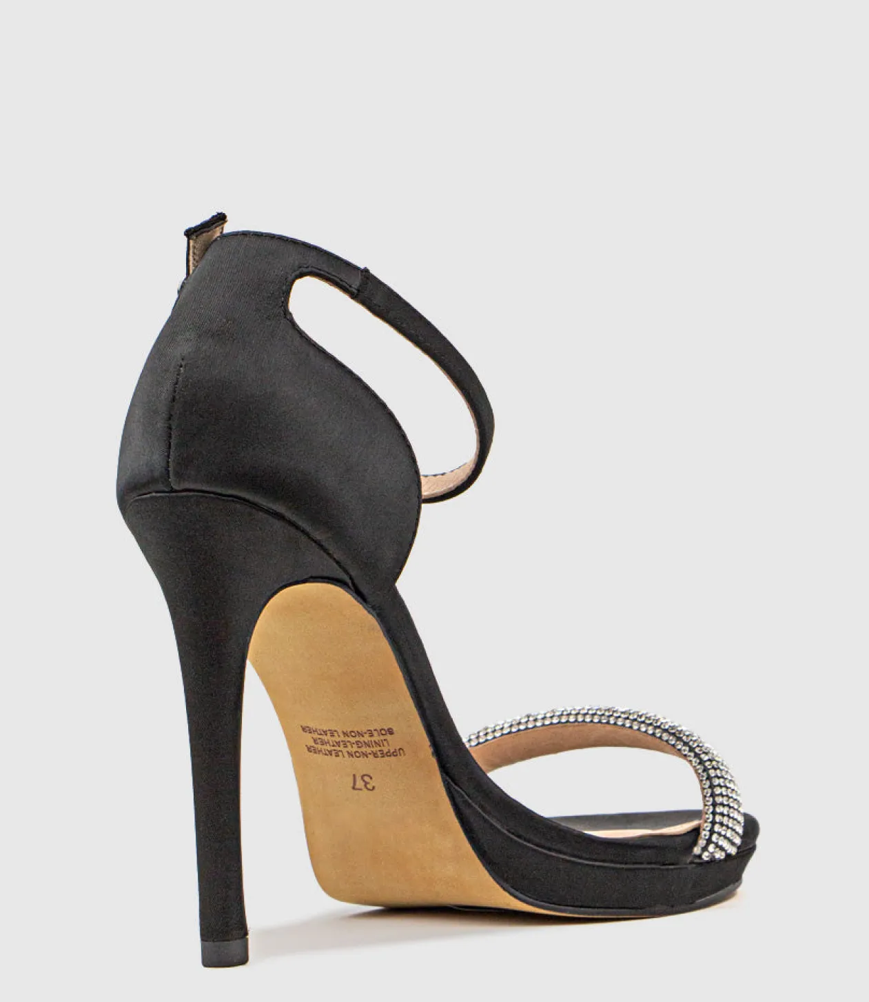 Wistful110 Diamond Band Platform Sandal In Black Satin