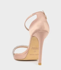 Wistful110 Diamond Band Platform Sandal In Nude Satin