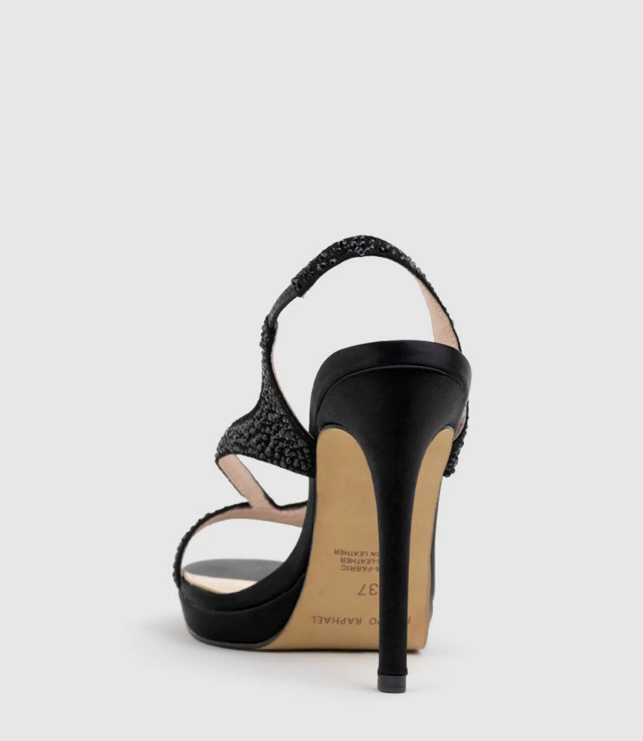 Wonder110 Jewelled Platform Sandal In Black Satin
