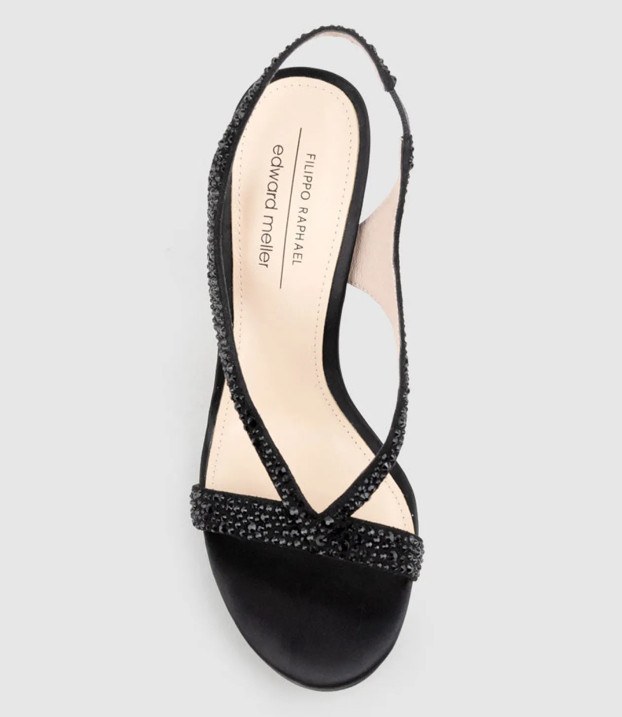 Wonder110 Jewelled Platform Sandal In Black Satin