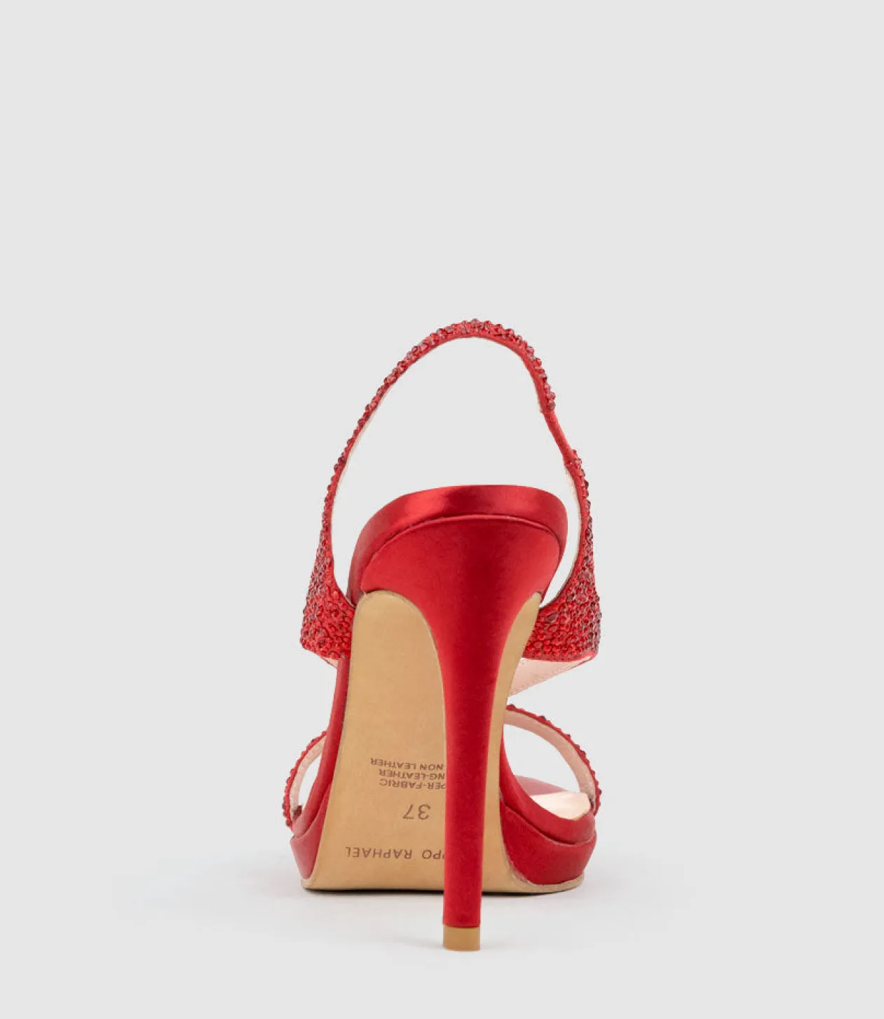 Wonder110 Jewelled Platform Sandal In Red Satin