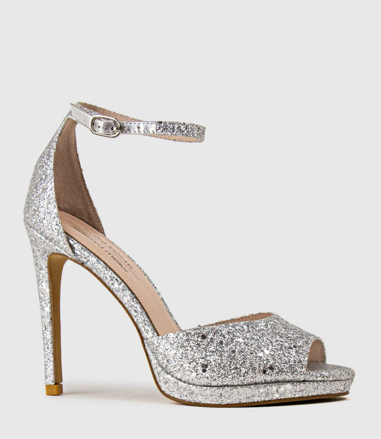 Wren110 Peep Toe Platform Sandal In Silver Sparkle