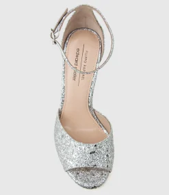 Wren110 Peep Toe Platform Sandal In Silver Sparkle