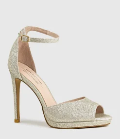 Wren110 Peep Toe Platform Sandal In Platinum Ritz