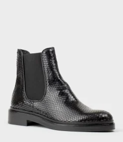 Wyn Chelsea Boot On Exaggerated Sole In Black Reptile