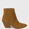 Xilla Western Style Ankle Boot In Tobacco Suede