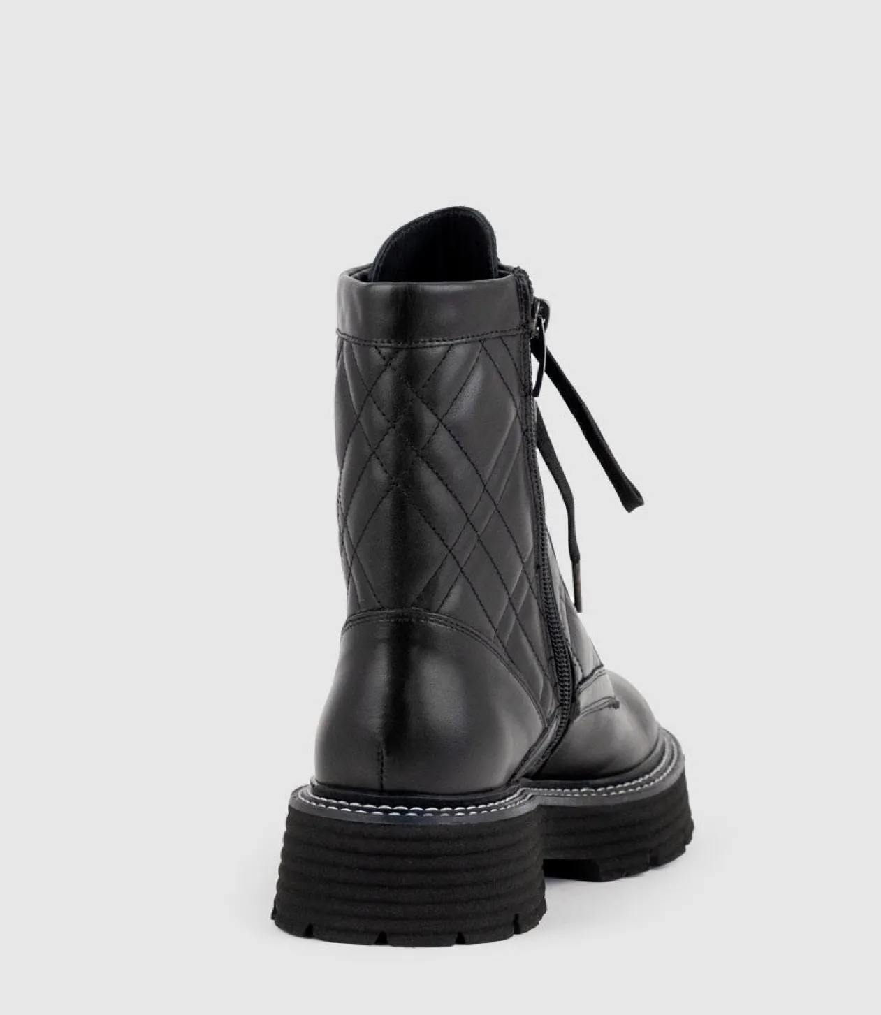 Yasmin Quilted Lace Up Boot In Black
