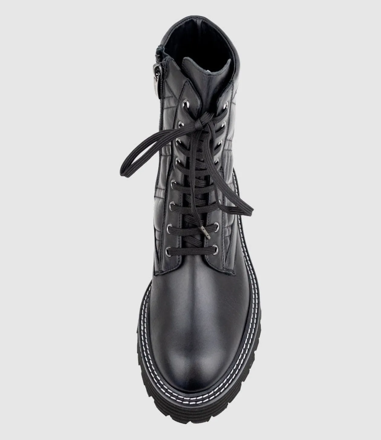 Yasmin Quilted Lace Up Boot In Black