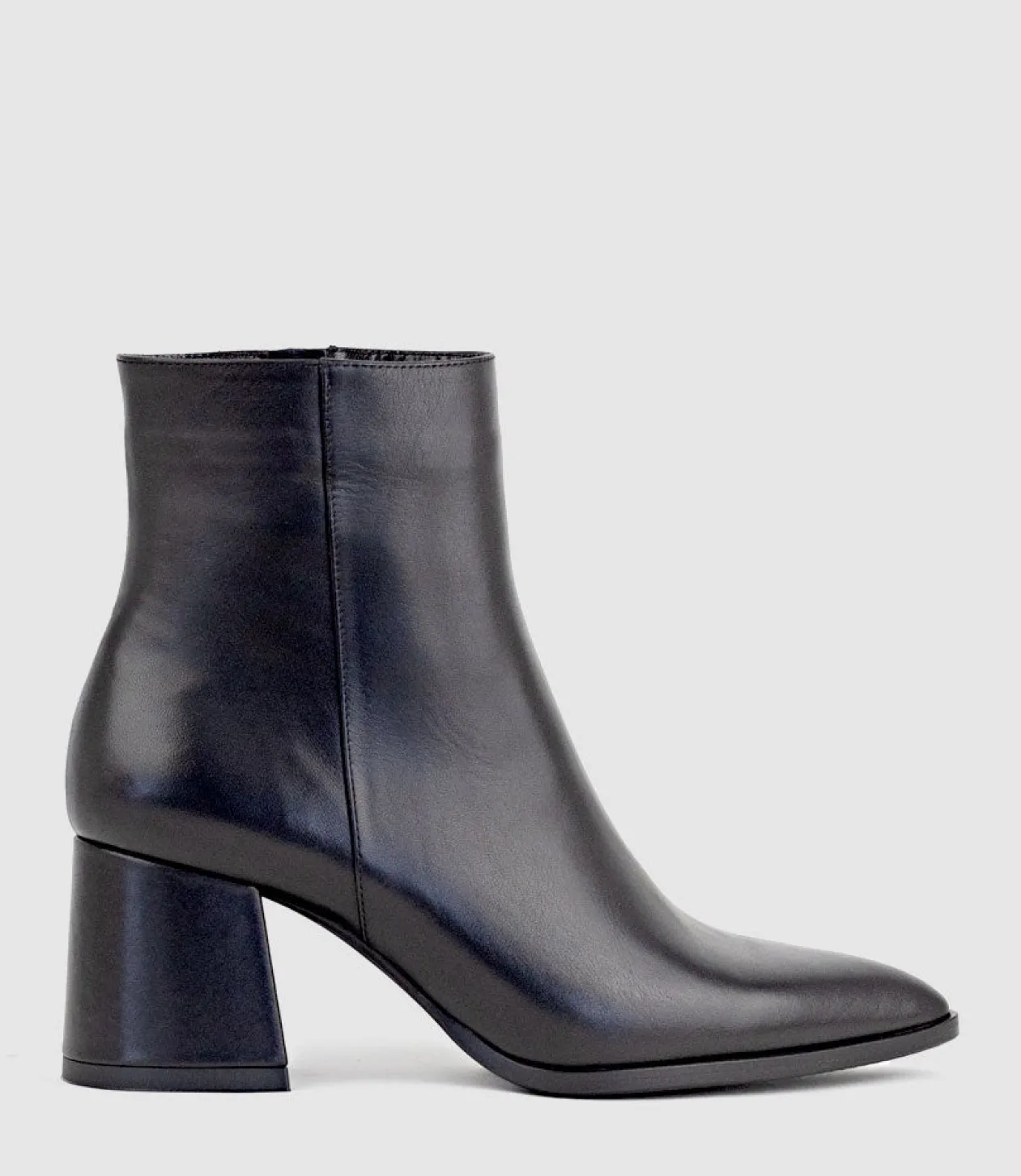 Zafa Pointed Block Heel Ankle Boot In Black