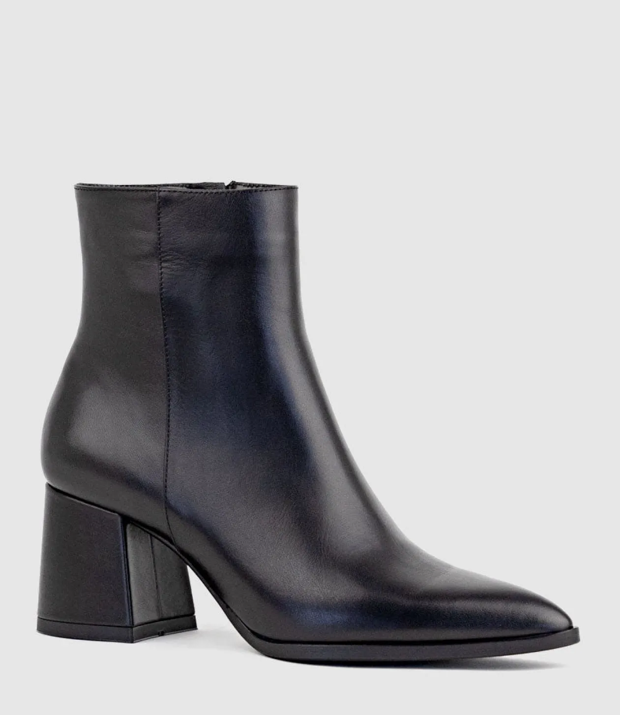 Zafa Pointed Block Heel Ankle Boot In Black