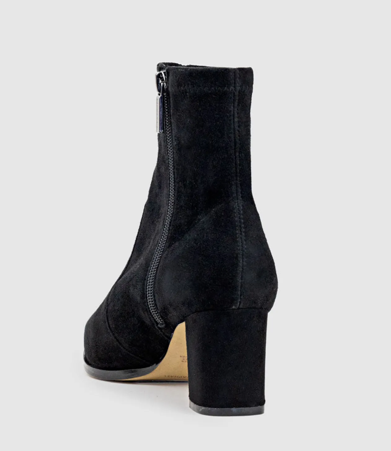 Zairo60 Block Heel Sock Boot In Black Suede