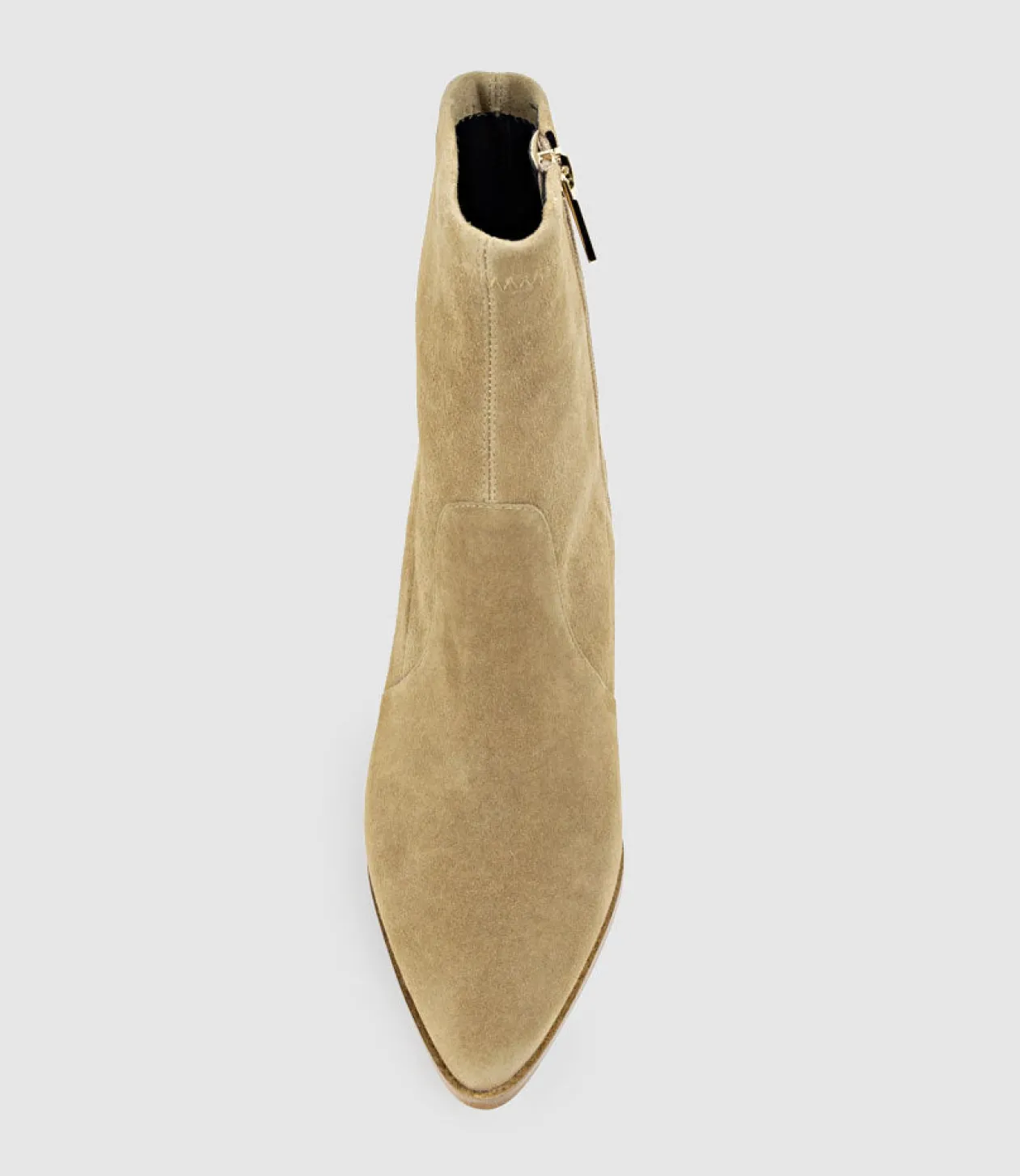 Zairo60 Block Heel Sock Boot In Camel Suede