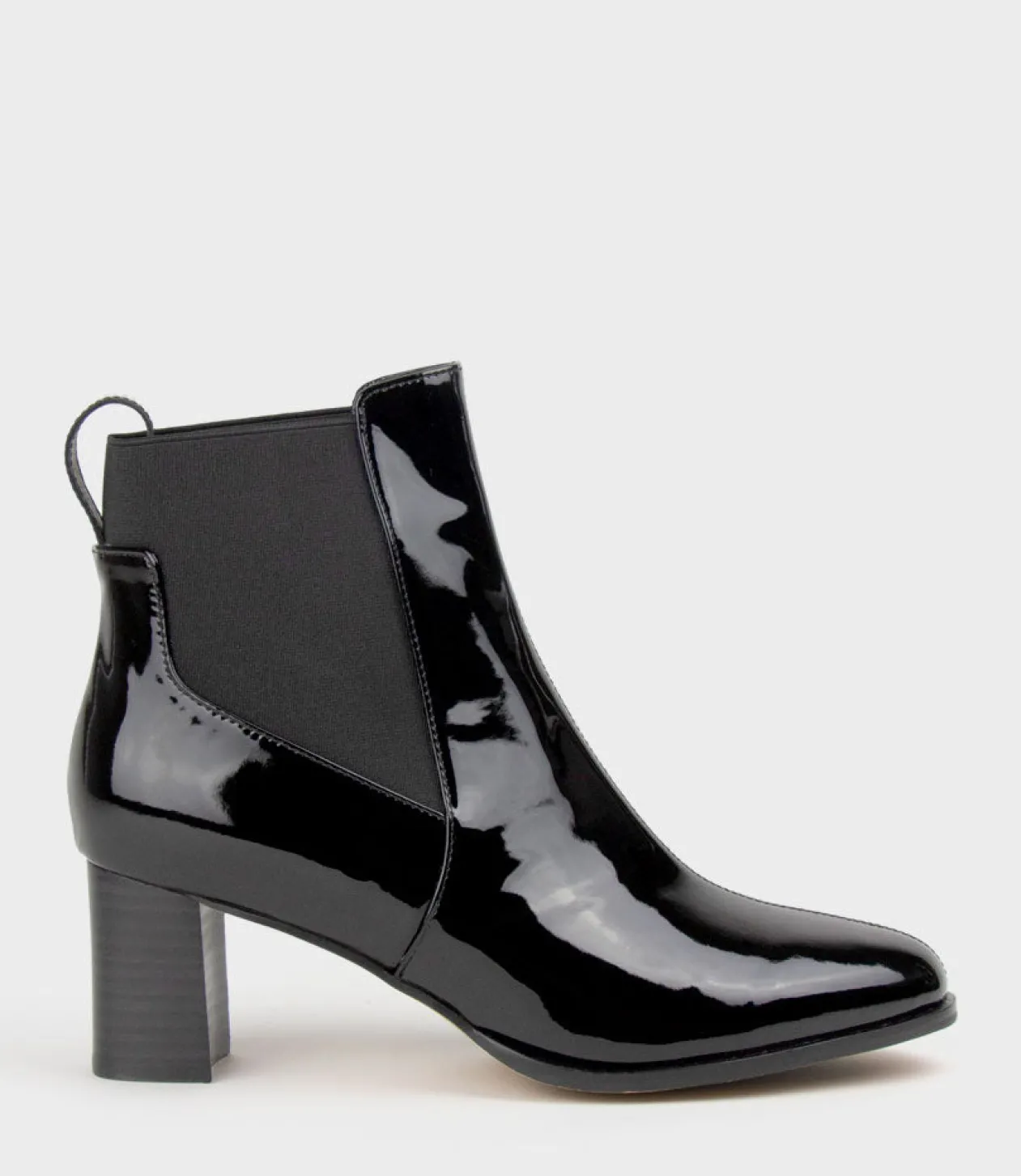 Zappa60 Block Heel Elastic Back Boot In Black Patent