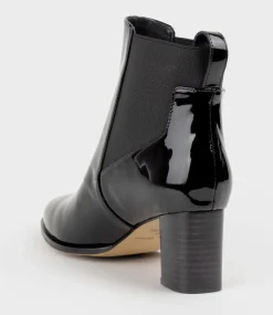 Zappa60 Block Heel Elastic Back Boot In Black Patent