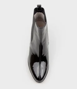 Zappa60 Block Heel Elastic Back Boot In Black Patent