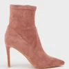 Zariah Fine Heel Sock Boot In Dusty Rose Suede