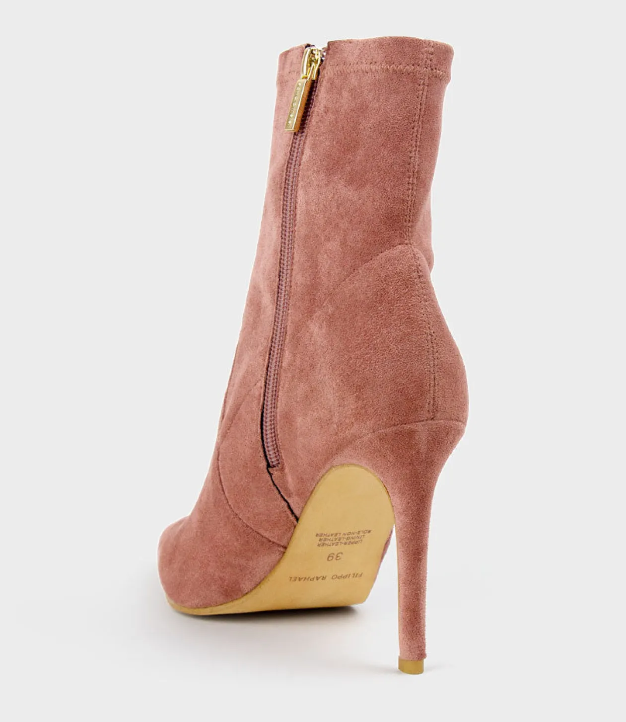 Zariah Fine Heel Sock Boot In Dusty Rose Suede