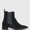 Zebe35 Pointed Ankle Boot With Gusset In Black Suede