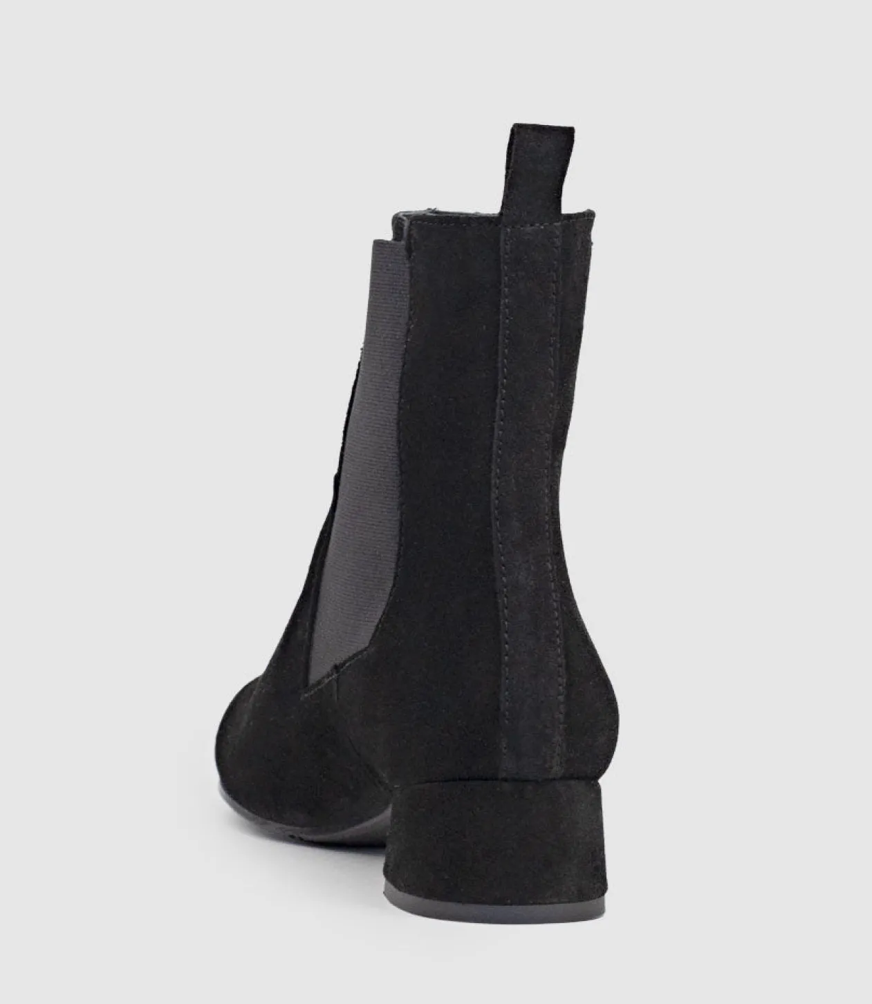 Zebe35 Pointed Ankle Boot With Gusset In Black Suede