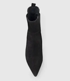 Zebe35 Pointed Ankle Boot With Gusset In Black Suede