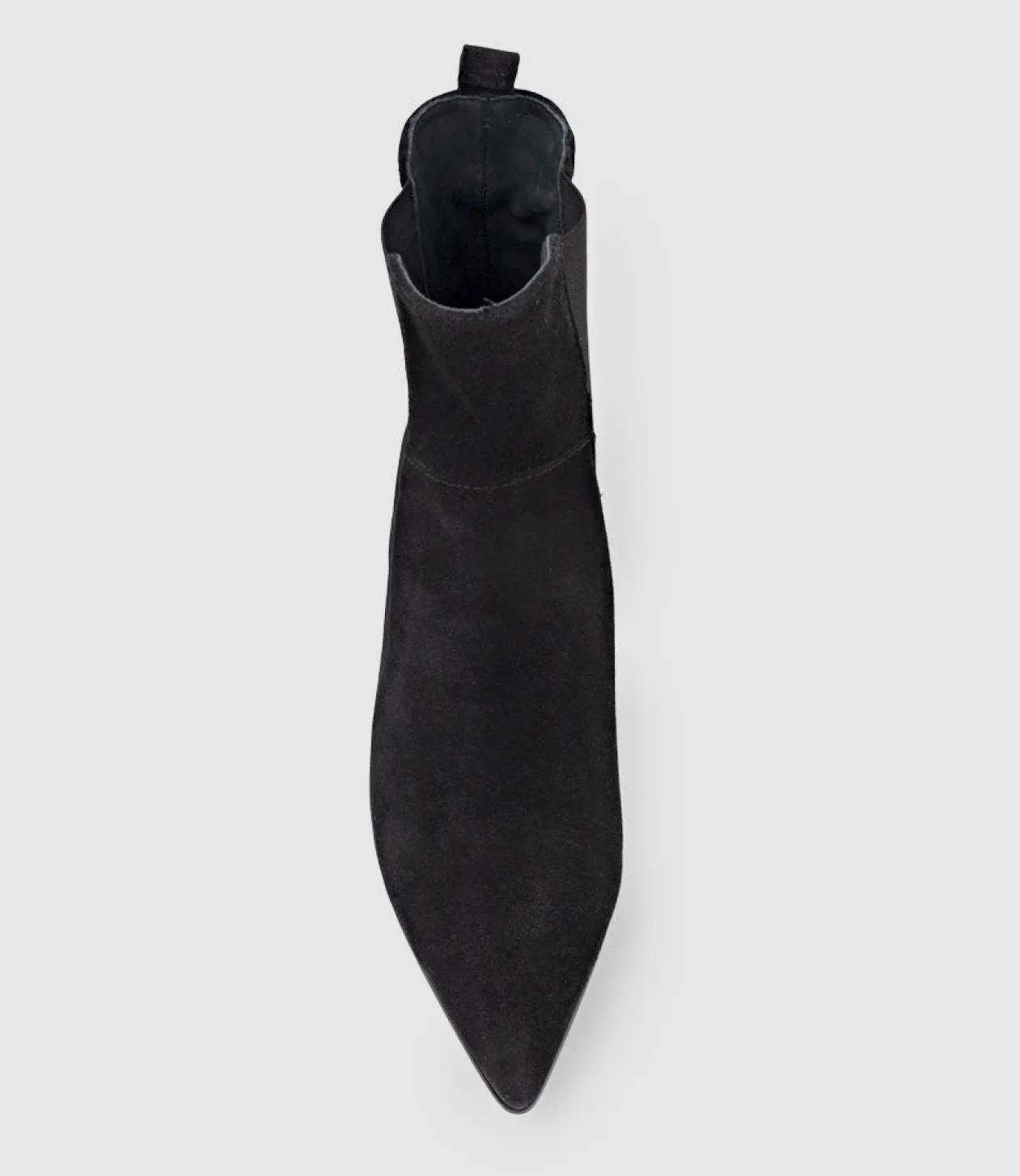 Zebe35 Pointed Ankle Boot With Gusset In Black Suede