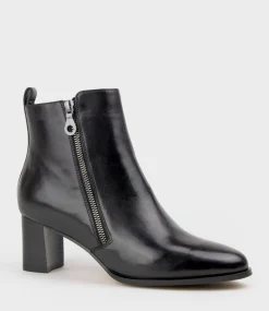 Zen60 Block Heel Two Zip Boot In Black