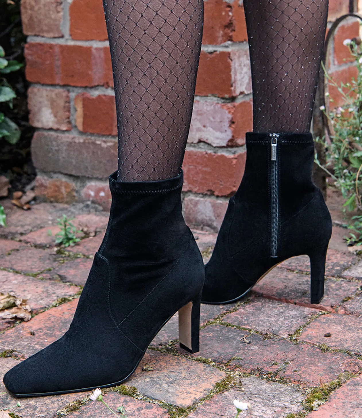 Zenas85 Square Toe Ankle Boot In Black Suede
