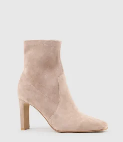 Zenas85 Square Toe Ankle Boot In Nude Suede