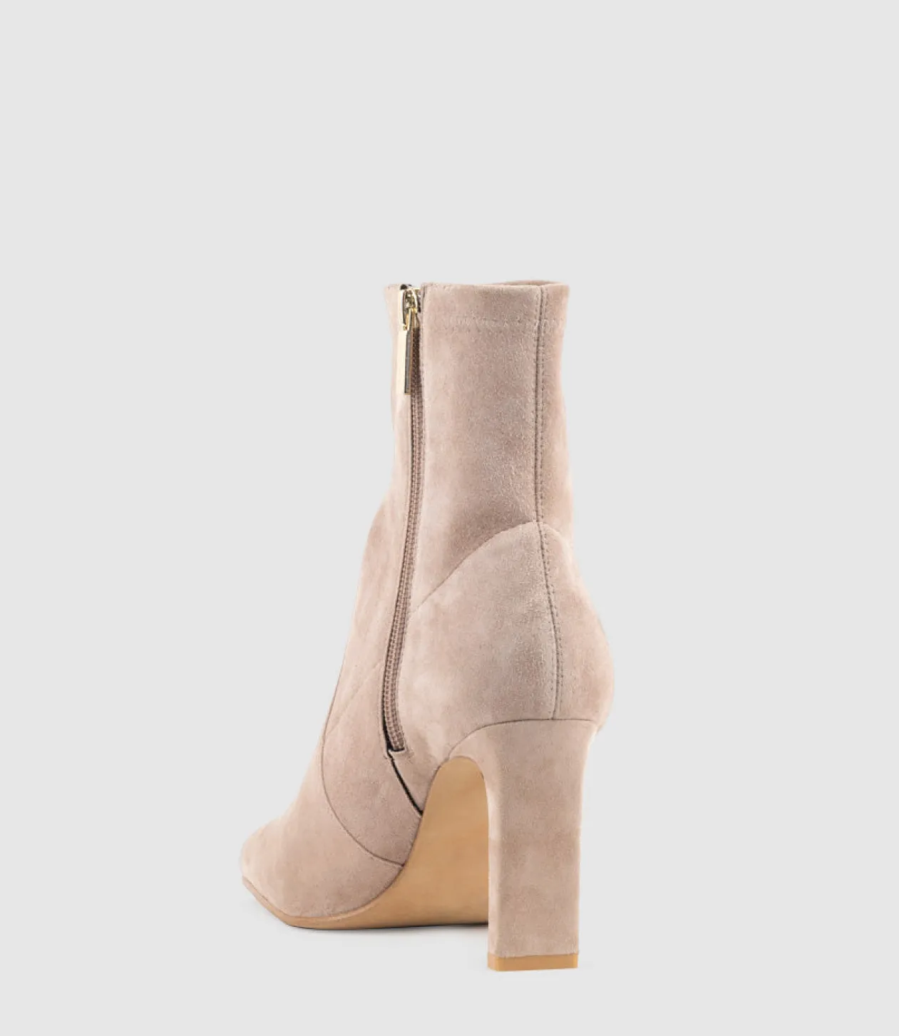 Zenas85 Square Toe Ankle Boot In Nude Suede