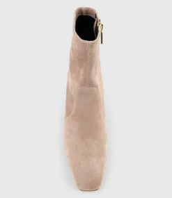 Zenas85 Square Toe Ankle Boot In Nude Suede