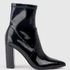 Zenya100 Block Heel Sock Boot In Black Patent