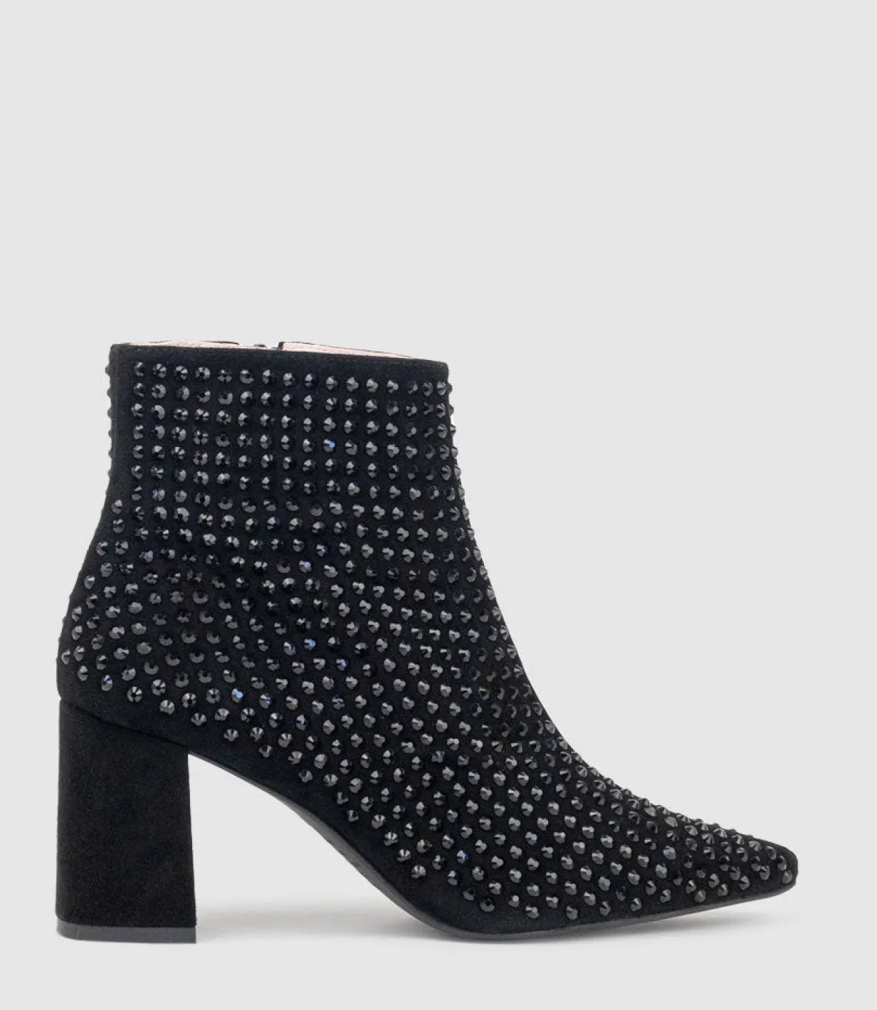 Zephyr75 Ankle Boot With Crystals In Black Suede