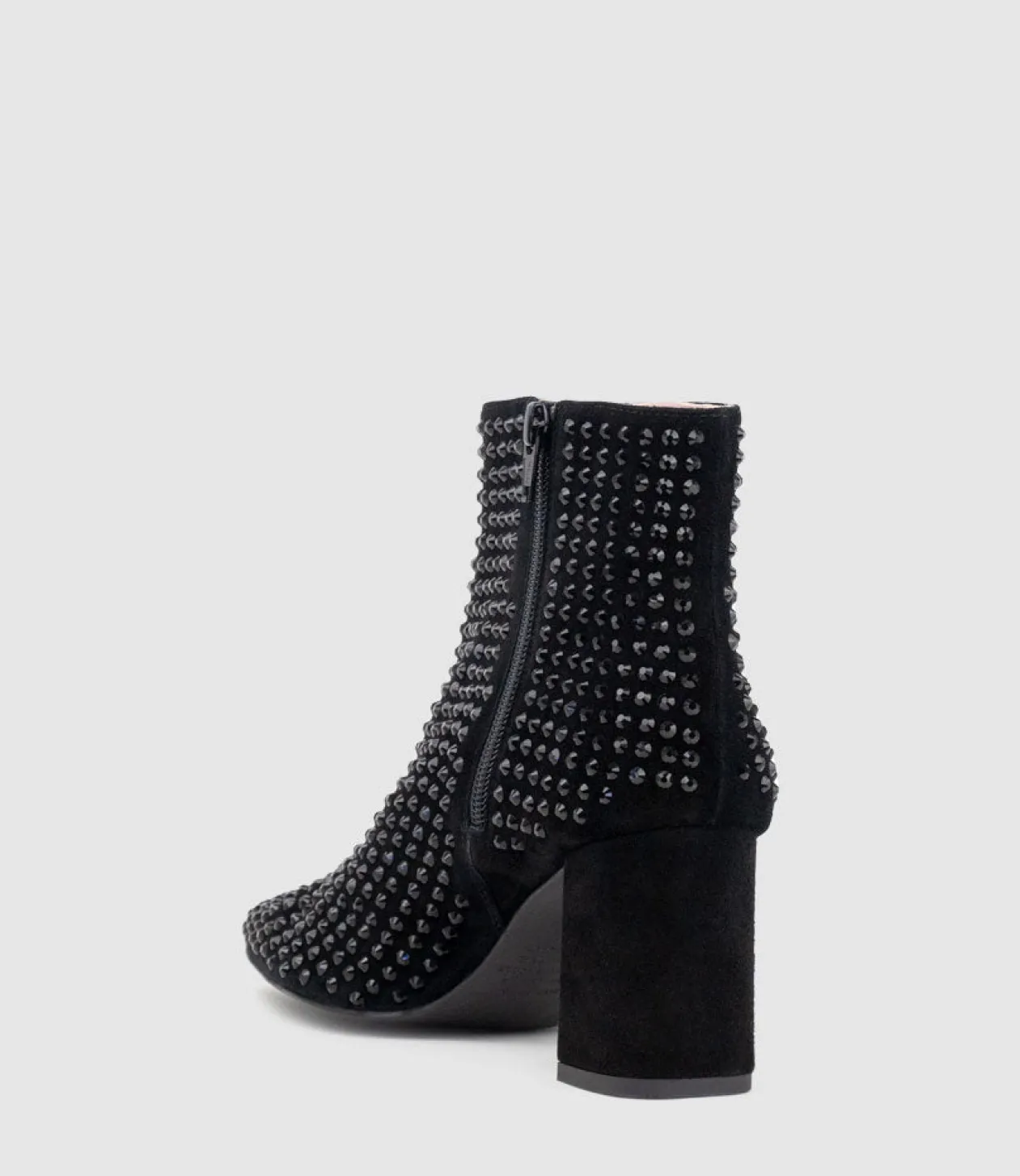 Zephyr75 Ankle Boot With Crystals In Black Suede