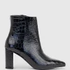 Zim70 Pointed Ankle Boot In Black Croc