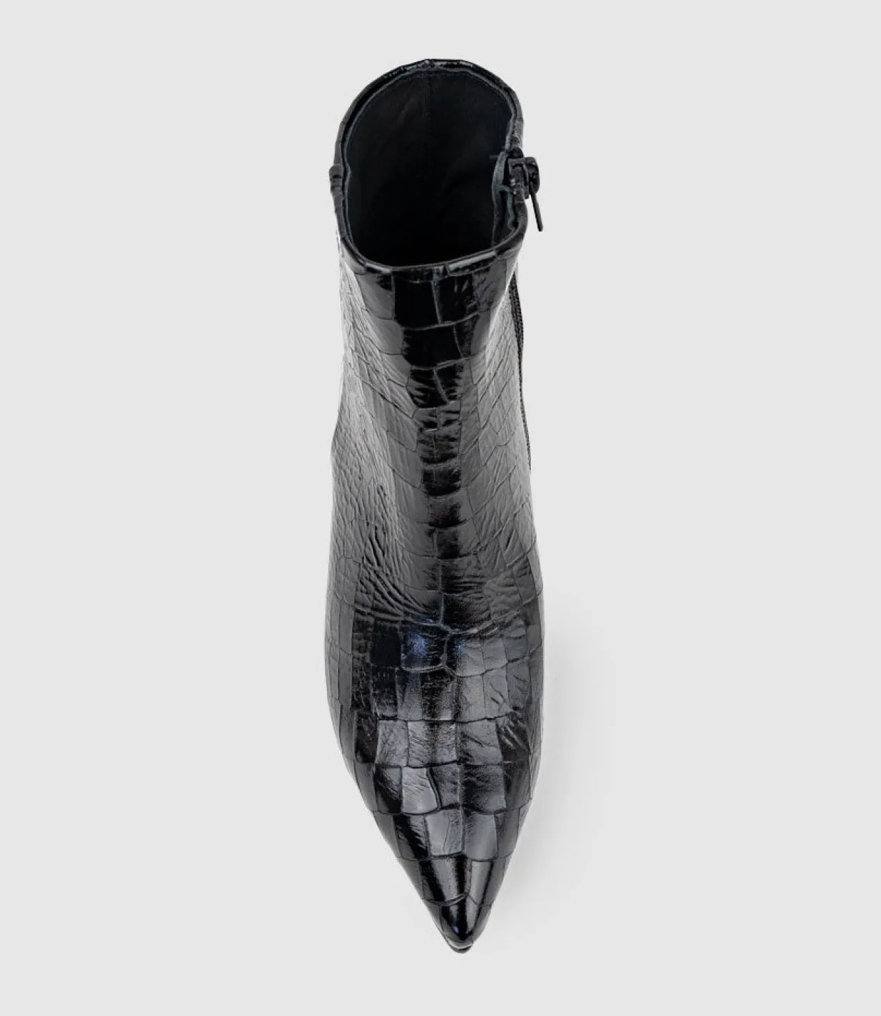 Zim70 Pointed Ankle Boot In Black Croc
