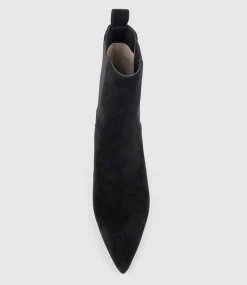 Ziria55 Pointed Boot With Gusset In Black Suede