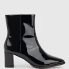 Zomo60 Block Heel Ankle Boot In Black Patent