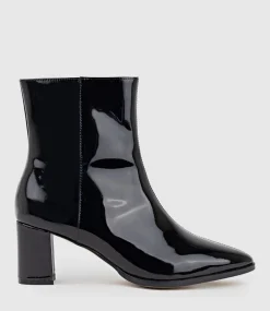 Zomo60 Block Heel Ankle Boot In Black Patent