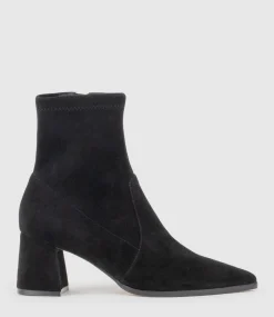 Zyla65 Block Heel Ankle Boot In Black Suede